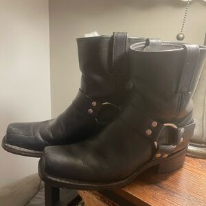 Frye Black Leather Ankle Boots